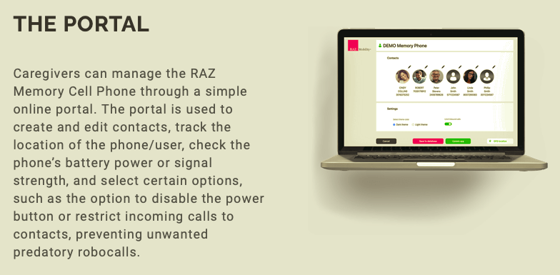 RAZ Memory Phone Portal on Dementia Map