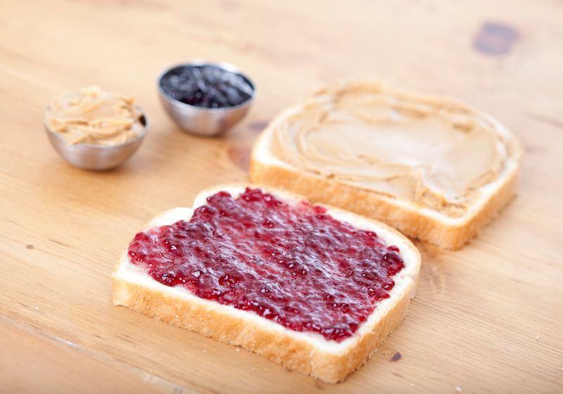 making a peanut butter and jelly sandwich